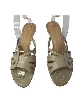 Naturalizer Womens Beige Leather Open-Toe Wedge Sandals Size 9M Made In Brazil